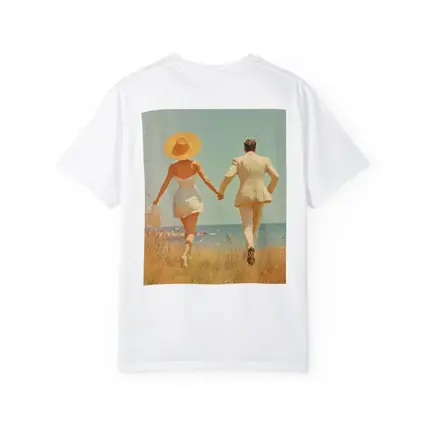 Couple Holding Hands Walking Toward Ocean