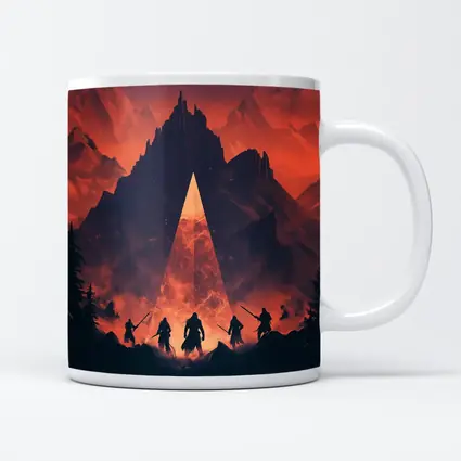 Warriors Before Glowing Portal Mountain Fantasy