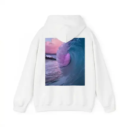 Teal Ocean Wave Pink Sunset Sky