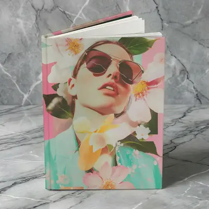 Fashion Woman Sunglasses Floral Pink Collage Art