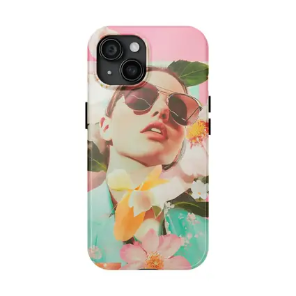 Fashion Woman Sunglasses Floral Pink Collage Art