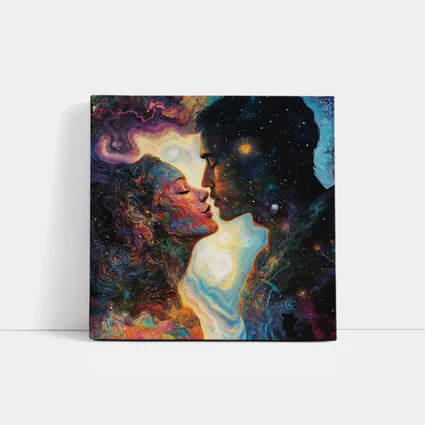 Cosmic Lovers Kiss Surreal Space Art