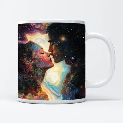 Cosmic Lovers Kiss Surreal Space Art