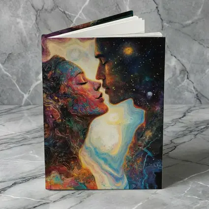 Cosmic Lovers Kiss Surreal Space Art
