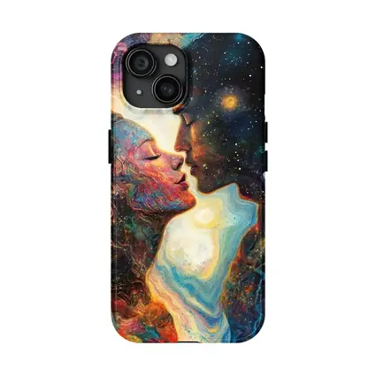 Cosmic Lovers Kiss Surreal Space Art