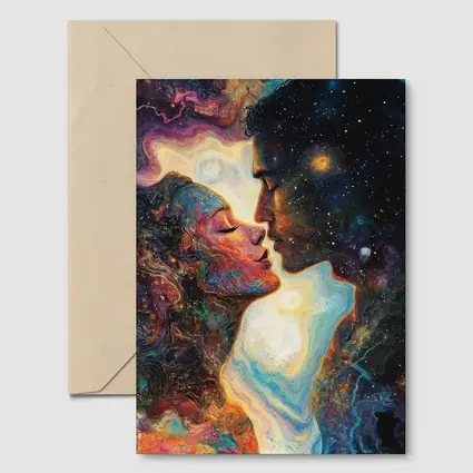 Cosmic Lovers Kiss Surreal Space Art