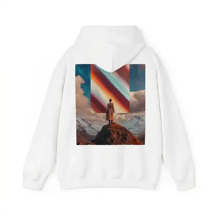 Woman Standing Mountain Cosmic Abstract Art Portal