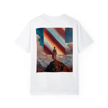Woman Standing Mountain Cosmic Abstract Art Portal