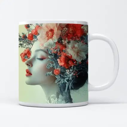 Woman Portrait Red Flowers Floral Headdress