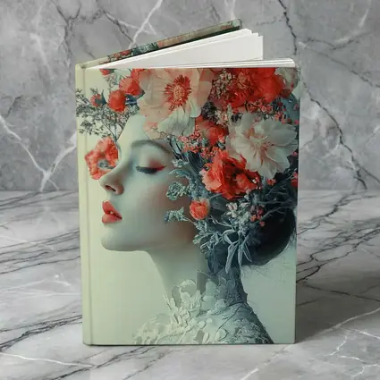 Woman Portrait Red Flowers Floral Headdress