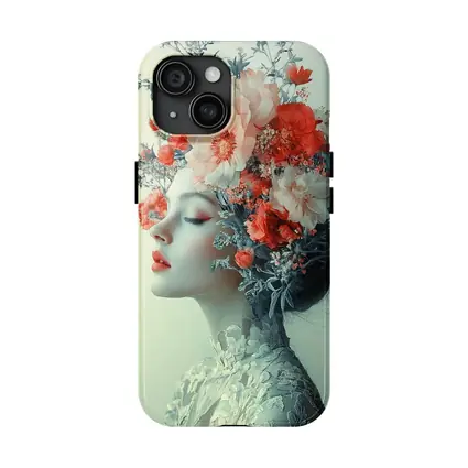 Woman Portrait Red Flowers Floral Headdress