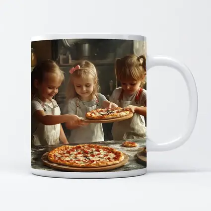 Girls Making Pizza in Rustic Kitchen