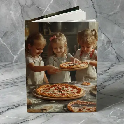 Girls Making Pizza in Rustic Kitchen