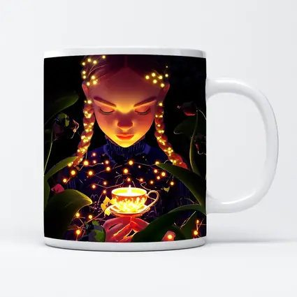 Girl With Glowing Tea Cup Dark Fantasy