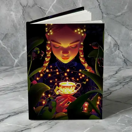 Girl With Glowing Tea Cup Dark Fantasy