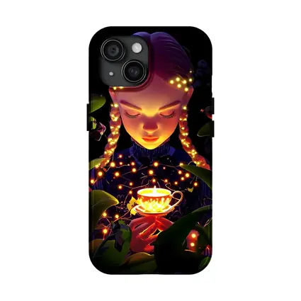 Girl With Glowing Tea Cup Dark Fantasy
