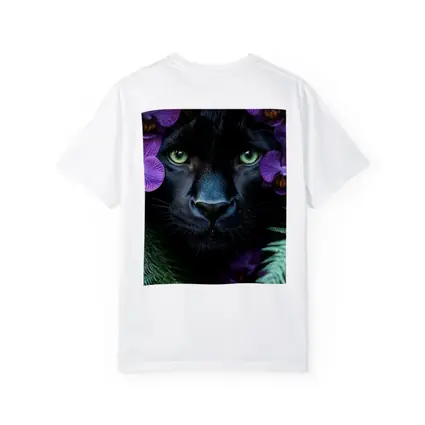 Black Panther With Purple Orchids Jungle