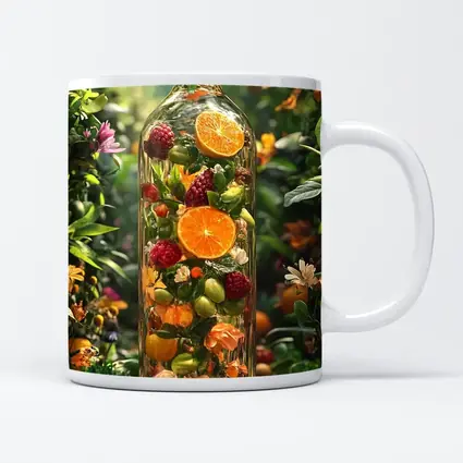 Glass Bottle Filled With Tropical Fruits Garden