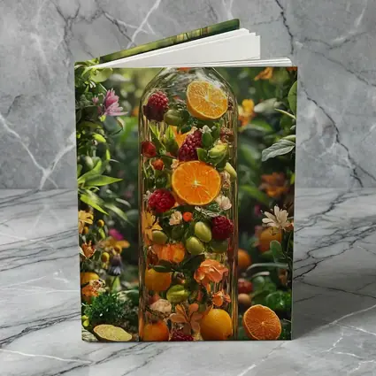 Glass Bottle Filled With Tropical Fruits Garden