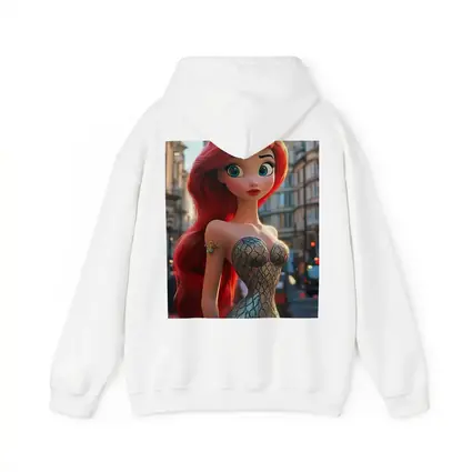 Red Hair Mermaid Princess City Street Background