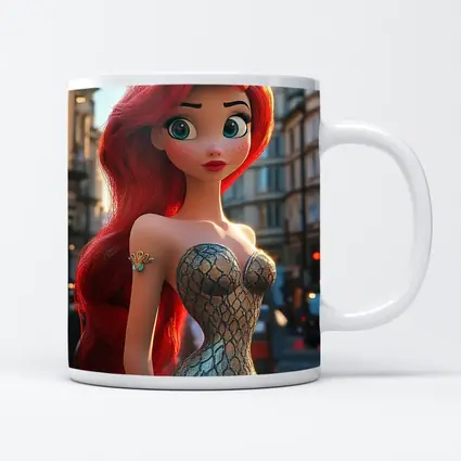 Red Hair Mermaid Princess City Street Background