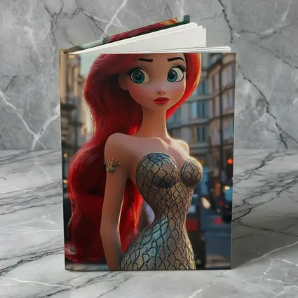 Red Hair Mermaid Princess City Street Background