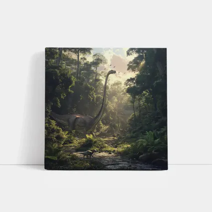 Brachiosaurus Dinosaur Walking Through Ancient Forest