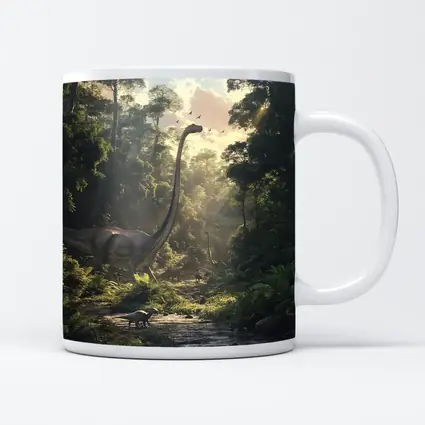 Brachiosaurus Dinosaur Walking Through Ancient Forest