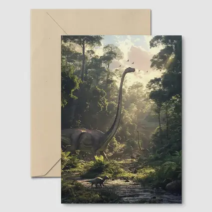 Brachiosaurus Dinosaur Walking Through Ancient Forest