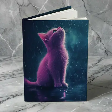 Pink Kitten Looking Up In Rain