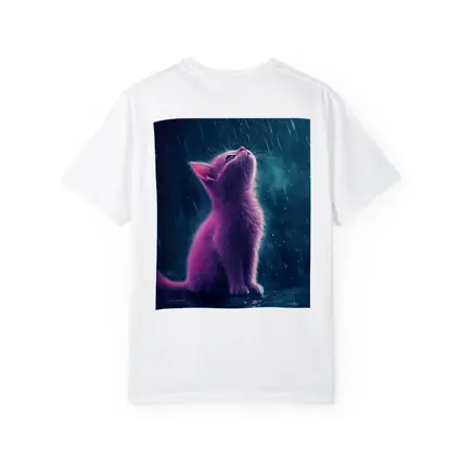 Pink Kitten Looking Up In Rain