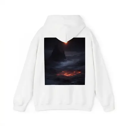 Dark Fantasy Volcanic Landscape Glowing Moon