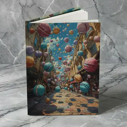 Macarons Floating Over Parisian Street Fantasy