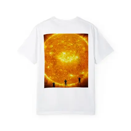 Workers on Ladders Touching Giant Sun