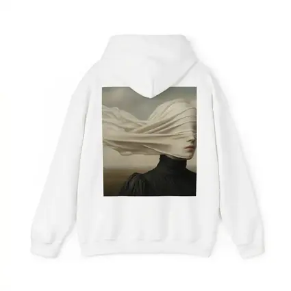Surreal Woman White Veil Wind Field