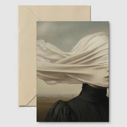 Surreal Woman White Veil Wind Field