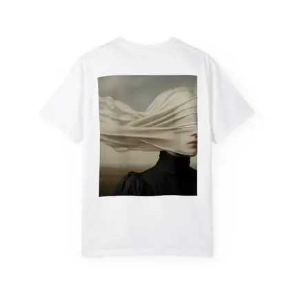 Surreal Woman White Veil Wind Field
