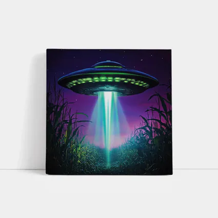 UFO Beam Over Night Cornfield Art