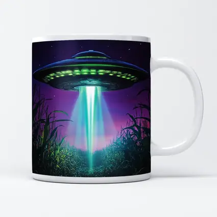 UFO Beam Over Night Cornfield Art