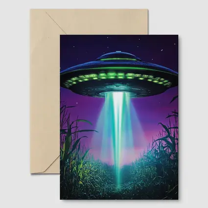 UFO Beam Over Night Cornfield Art