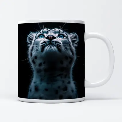 Snow Leopard Blue Eyes Dark Night Sky
