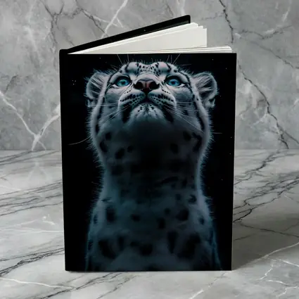 Snow Leopard Blue Eyes Dark Night Sky