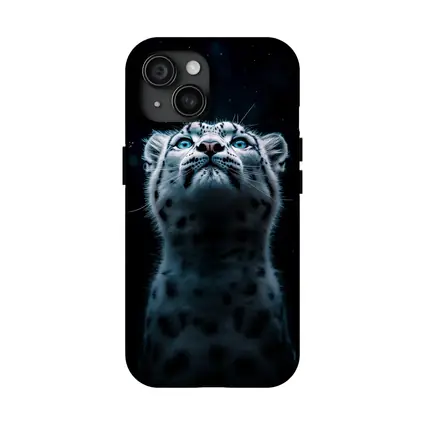 Snow Leopard Blue Eyes Dark Night Sky