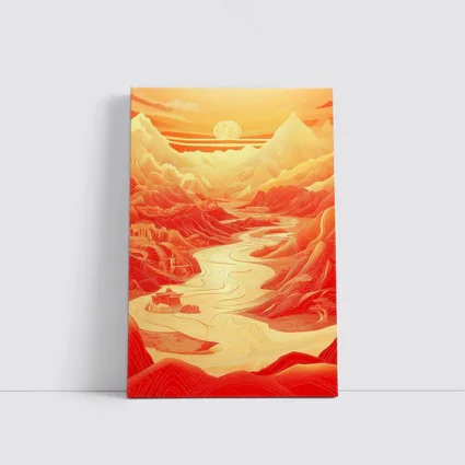 Red Mountain River Valley Chinese Art