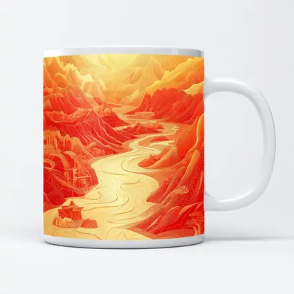 Red Mountain River Valley Chinese Art