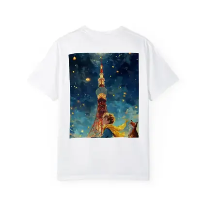 Boy and Fox Under Tokyo Tower Night