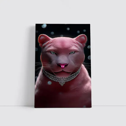 Pink Panther Portrait Diamond Necklace Dark Background