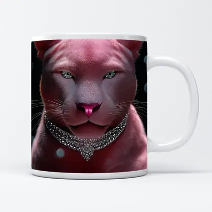 Pink Panther Portrait Diamond Necklace Dark Background