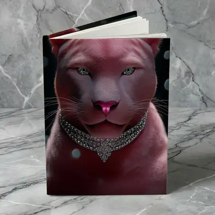 Pink Panther Portrait Diamond Necklace Dark Background