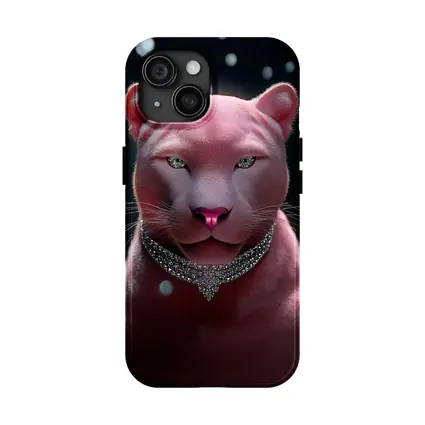 Pink Panther Portrait Diamond Necklace Dark Background